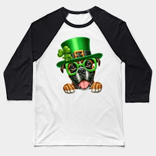 St Patricks Day Peeking Boxer Dog Baseball T-Shirt